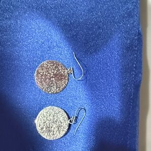 Hand Crafted Silver Textured Disc Drop Earrings